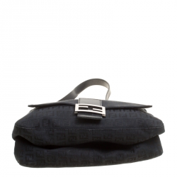 Pre Owned Fendi Black Zucchino Canvas Mama Forever Shoulder Bag