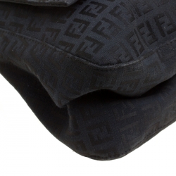 Pre Owned Fendi Black Zucchino Canvas Mama Forever Shoulder Bag