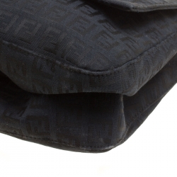 Pre Owned Fendi Black Zucchino Canvas Mama Forever Shoulder Bag