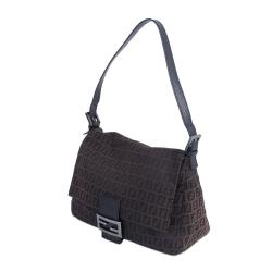 Pre Owned Fendi Brown Zucchino Canvas Mama Forever Shoulder Bag