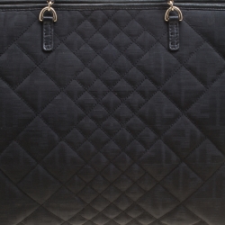 Pre Owned Fendi Black Zucca Quilted Fabric Roll Tote