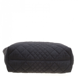 Pre Owned Fendi Black Zucca Quilted Fabric Roll Tote