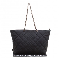 Pre Owned Fendi Black Zucca Quilted Fabric Roll Tote