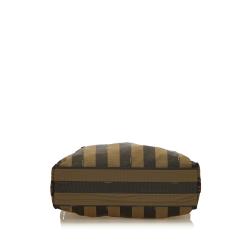 Pre Owned Fendi Tobacco Pequin Stripe Canvas Shoulder Bag