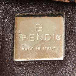 Pre Owned Fendi Tobacco Pequin Stripe Canvas Shoulder Bag