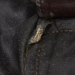 Pre Owned Fendi Tobacco Pequin Stripe Canvas Shoulder Bag