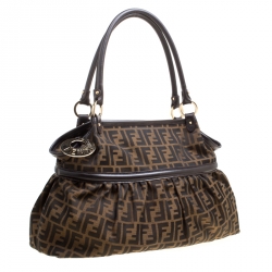 Pre Owned Fendi Tobacco Zucca Canvas Giant Chef Hobo