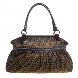 Pre Owned Fendi Tobacco Zucca Canvas Giant Chef Hobo
