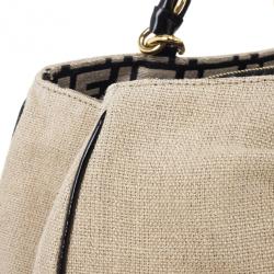 Pre Owned Fendi Beige Corda Canvas Mia Chain Handle Bag