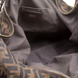 Pre Owned Fendi Brown Zucca Canvas Mia Hobo
