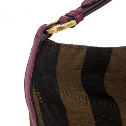 مملوكة مسبقًا Fendi Brown Pequin Hobo Bag