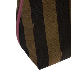 مملوكة مسبقًا Fendi Brown Pequin Hobo Bag