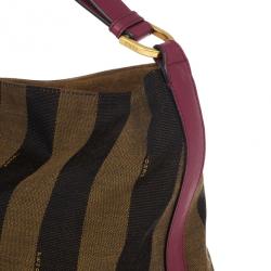 مملوكة مسبقًا Fendi Brown Pequin Hobo Bag