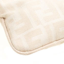 Pre Owned Fendi Off White/Brown Zucca Canvas and Leather Shoulder Bag