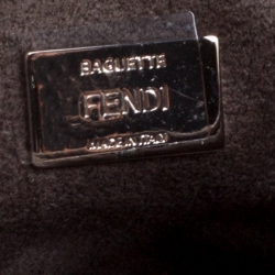 Fendi Blue Leather/Multicolor Fur Trim Micro Baguette Pouch