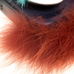 Fendi Blue Leather/Multicolor Fur Trim Micro Baguette Pouch