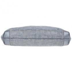 مملوكة مسبقًا Fendi Silver Leather Woven Hobo