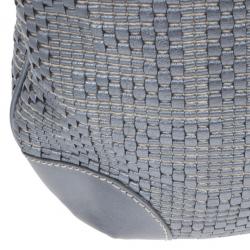 مملوكة مسبقًا Fendi Silver Leather Woven Hobo