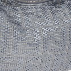 مملوكة مسبقًا Fendi Silver Leather Woven Hobo