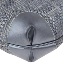 مملوكة مسبقًا Fendi Silver Leather Woven Hobo