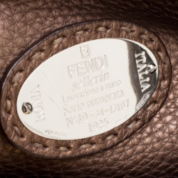 Pre Owned Fendi Black/Bronze Seleria Leather Large Peekaboo Top Handle Bag