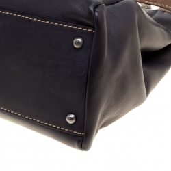 Pre Owned Fendi Black/Bronze Seleria Leather Large Peekaboo Top Handle Bag