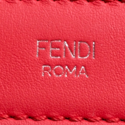 Pre Owned Fendi Red Leather Whipstitch Dotcom Top Handle Bag