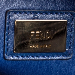 Pre Owned Fendi Blue Leather Medium Peekaboo Top Handle Bag