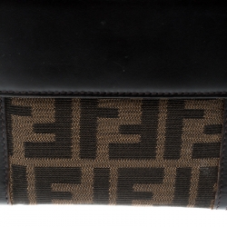 Pre Owned Fendi Tobacco Zucca Canvas and Leather Compact Wallet