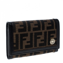 Pre Owned Fendi Brown Zucca Canvas Continental Wallet