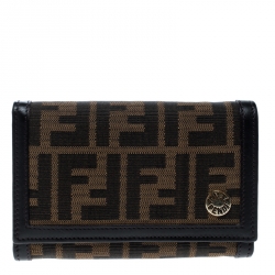 Pre Owned Fendi Brown Zucca Canvas Continental Wallet