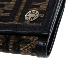 Pre Owned Fendi Brown Zucca Canvas Continental Wallet