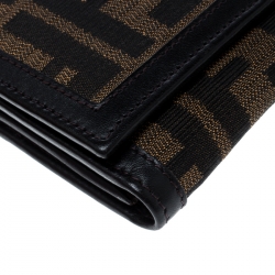 Pre Owned Fendi Brown Zucca Canvas Continental Wallet