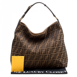 Pre Owned Fendi Tobacco Zucca Canvas Hobo