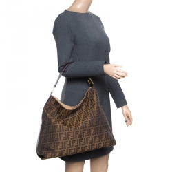 Pre Owned Fendi Tobacco Zucca Canvas Hobo