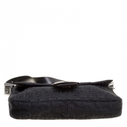 Pre Owned Fendi Black Zucchino Canvas Mama Baguette Bag