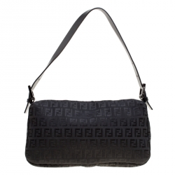 Pre Owned Fendi Black Zucchino Canvas Mama Baguette Bag