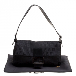 Pre Owned Fendi Black Zucchino Canvas Mama Baguette Bag
