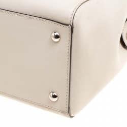 Pre Owned Fendi Off White Leather Dotcom Top Handle Bag