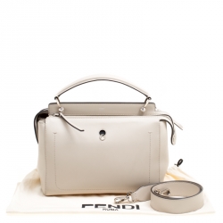 Pre Owned Fendi Off White Leather Dotcom Top Handle Bag