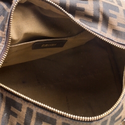 Fendi Brown Zucca Canvas Mini Top Handle Boston Bag