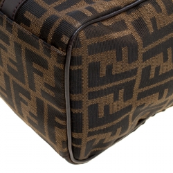 Fendi Brown Zucca Canvas Mini Top Handle Boston Bag