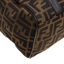 Fendi Brown Zucca Canvas Mini Top Handle Boston Bag