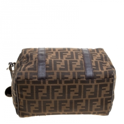 Fendi Brown Zucca Canvas Mini Top Handle Boston Bag