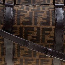 Fendi Brown Zucca Canvas Mini Top Handle Boston Bag