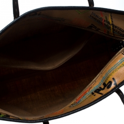 Pre Owned Fendi Brown/Multicolor Graffiti Print Coated Canvas Roll Tote