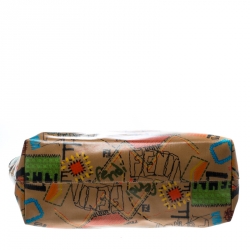 Pre Owned Fendi Brown/Multicolor Graffiti Print Coated Canvas Roll Tote