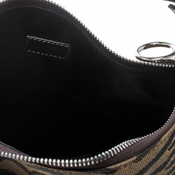 Pre Owned Fendi Tobacco Zebra Print Canvas Shoulder Bag