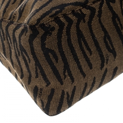 Pre Owned Fendi Tobacco Zebra Print Canvas Shoulder Bag