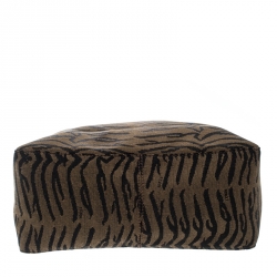 Pre Owned Fendi Tobacco Zebra Print Canvas Shoulder Bag